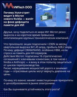 Zašto Wall Street vidi Micron kao novu Nvidiju — skok zbog nestašice memorije za AI