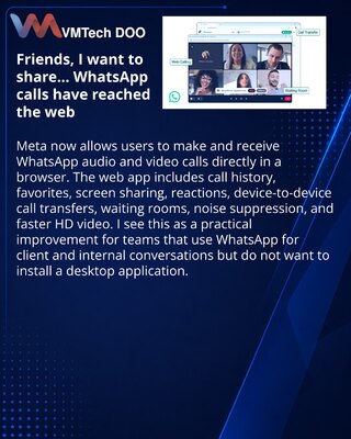 WhatsApp brings browser-based audio and video calls, transfers, and waiting rooms