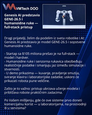 Genesis AI predstavio GENE-26.5 i humanoidne ruke — full‑stack pristup