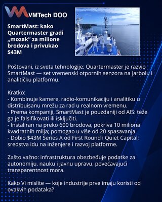 SmartMast: kako Quartermaster gradi „mozak“ za milione brodova i privukao $43M
