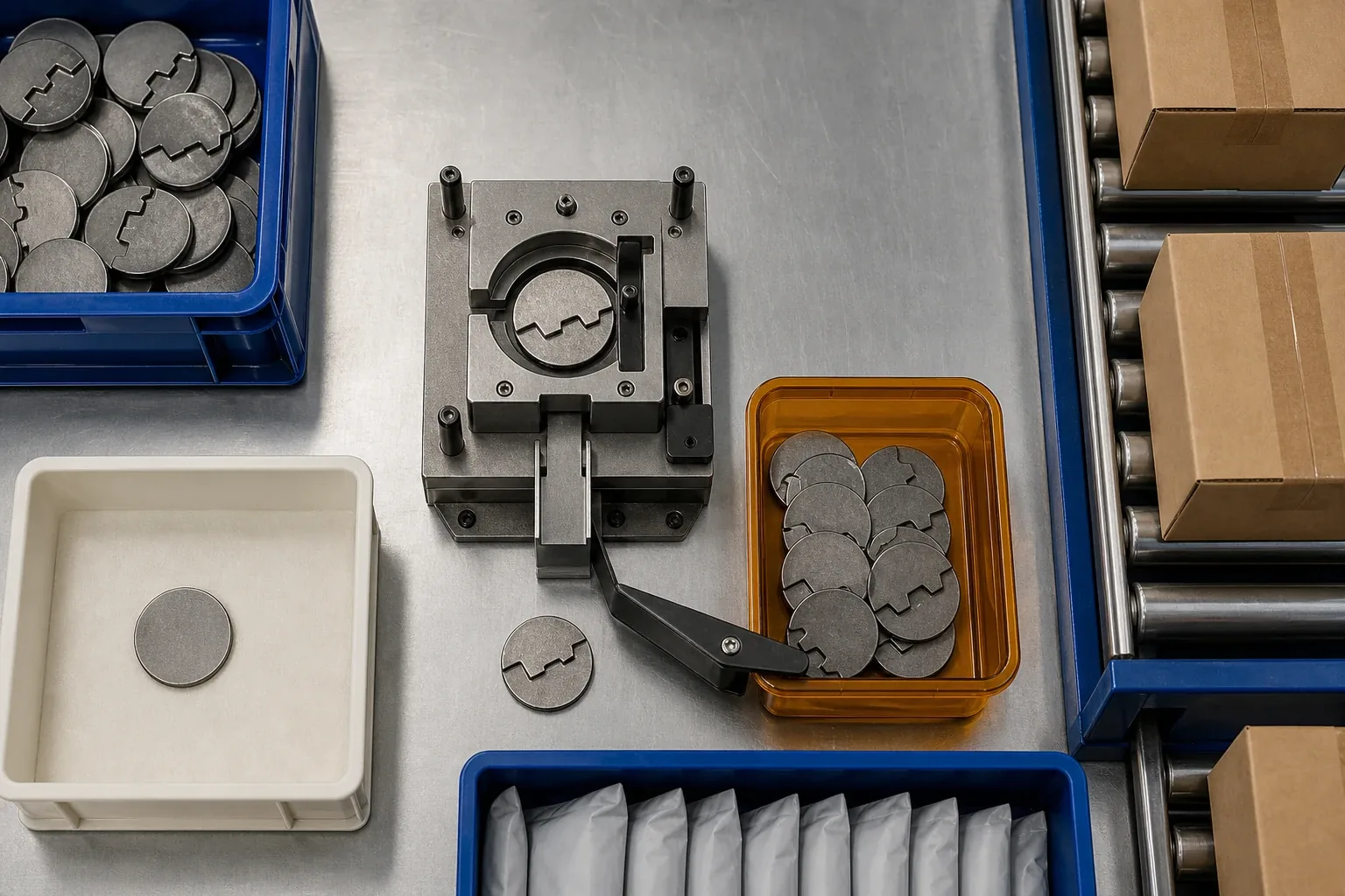 A keyed control fixture accepts one event token while an identical repeat is diverted to an exception tray, preventing the order action from being performed twice.