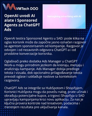 OpenAI proširuje ChatGPT Ads razgovornim agentima i integracijama
