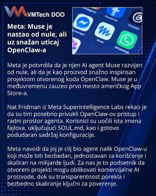 Meta priznaje da je Muse snažno inspirisan OpenClaw-om