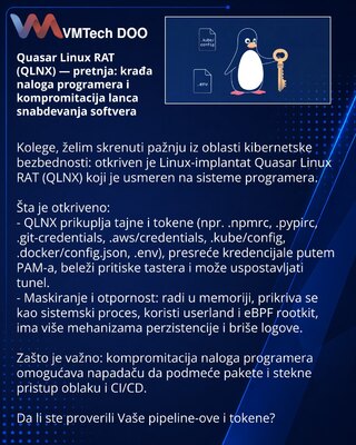 Quasar Linux RAT (QLNX) — угроза: кража учётных данных разработчиков и компрометация цепочки поставок ПО