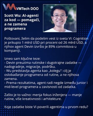 Scott Wu: AI-agenti za kod — pomagači, a ne zamena programera