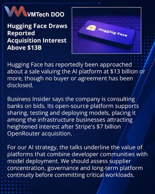 Hugging Face Reportedly Weighs Offers Valuing It Above $13 Billion