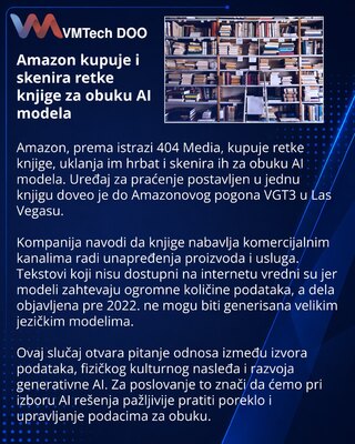 Amazon skenira retke knjige za obuku AI modela