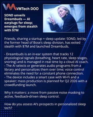 SOND вывела Dreambuds — ИИ-беруши для улучшения сна и $7M инвестиций