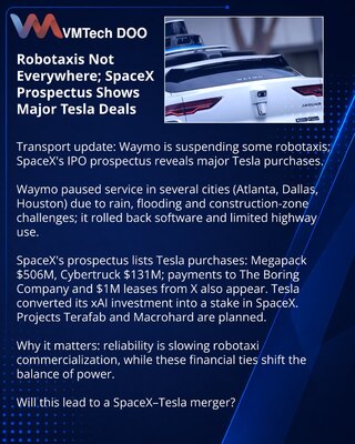 Robotaxi приходят не везде; в проспекте SpaceX видны крупные сделки с Tesla