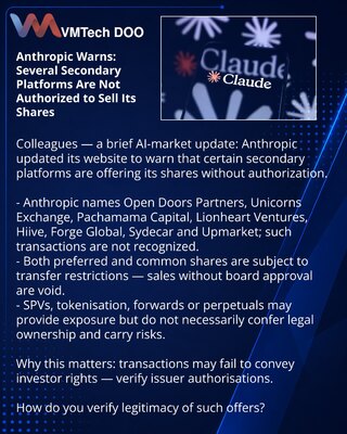 Anthropic Warns: Several Secondary Platforms Are Not Authorized to Sell Its Shares