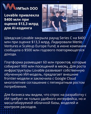 Lovable привлекла $400 млн при оценке $13,3 млрд