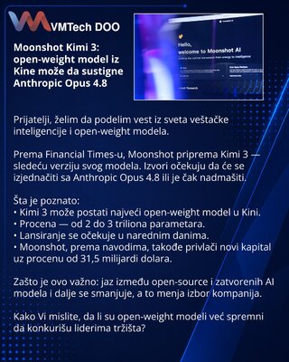 Moonshot Kimi 3: open-weight model iz Kine može da sustigne Anthropic Opus 4.8