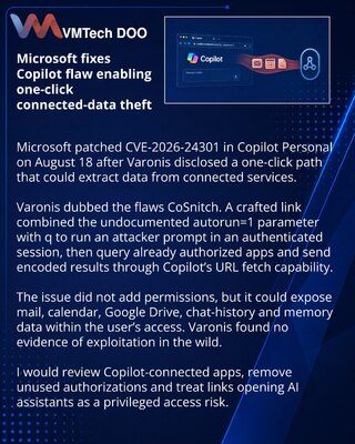 Microsoft patches Copilot Personal one-click data exfiltration flaws