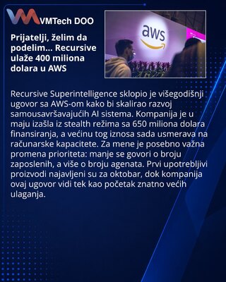 Recursive ulaže 400 miliona dolara u AWS za razvoj samousavršavajućeg AI-ja