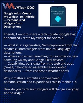 Google добавляет «Create My Widget» в Android — персональные виджеты по описанию