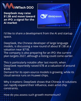 DeepSeek može prikupiti $1.5B i izaći na IPO: signal za tržište veštačke inteligencije