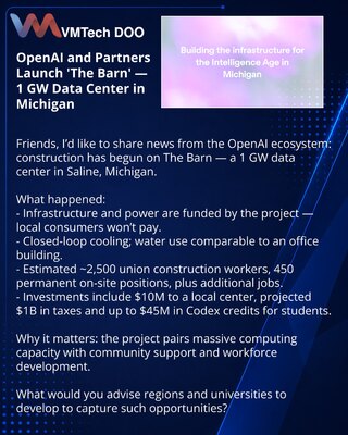 OpenAI и партнёры запускают The Barn — 1GW дата-центр в Мичигане