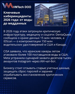 Киберинциденты 2026 года затронули воду, медицину и цепочки поставок