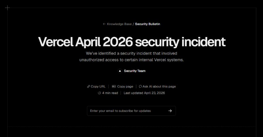 Vercel — дополнительные скомпрометированные аккаунты после взлома через Context.ai