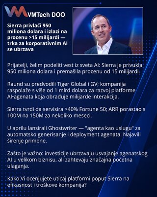 Sierra привлекает $950M и выходит на оценку $15+ млрд — гонка за корпоративный ИИ ускоряется
