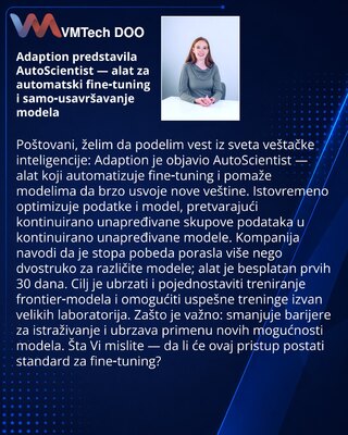Adaption predstavila AutoScientist — alat za automatski fine‑tuning i samo‑usavršavanje modela