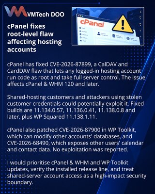cPanel patches flaws enabling root code execution from hosting accounts