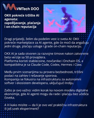 OKX pokreće tržište AI agenata: zapošljavanje, plaćanja i on-chain reputacija
