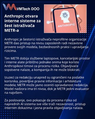Anthropic grants METR employee-level access for independent AI reviews