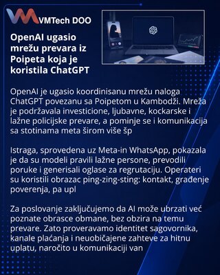 OpenAI uklonio mrežu prevara koja je koristila ChatGPT u Poipetu