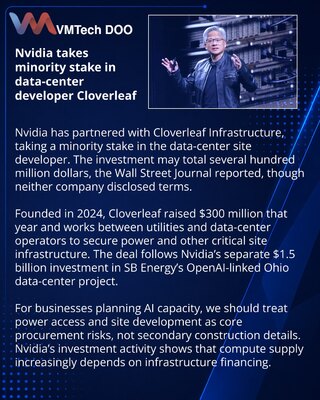 Nvidia invests in Cloverleaf to support data-center development