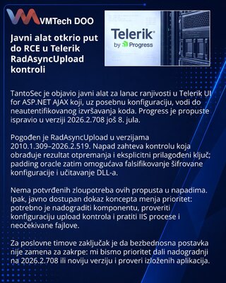 Javni PoC za Telerik RadAsyncUpload zahteva hitnu nadogradnju