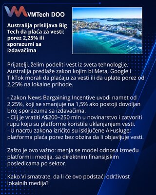 Australija prisiljava Big Tech da plaća za vesti: porez 2,25% ili sporazumi sa izdavačima