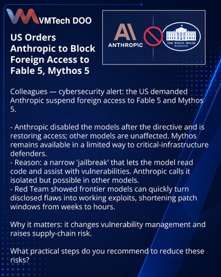 США приказали Anthropic запретить доступ к Fable 5 и Mythos 5 иностранцам