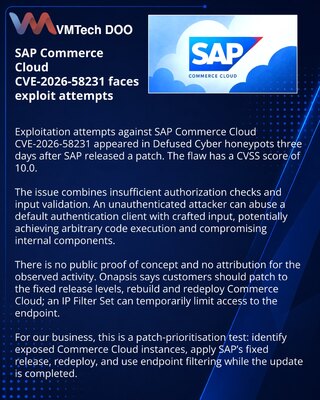 Попытки атак на SAP Commerce Cloud начались через три дня после патча