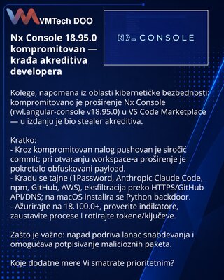 Nx Console 18.95.0 скомпрометирован — кража учётных данных разработчиков