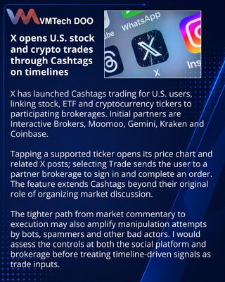 X Adds Brokerage Trading to Cashtags for U.S. Users