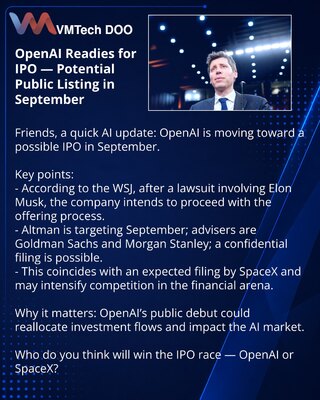 OpenAI se priprema za IPO — mogući izlazak na berzu u septembru
