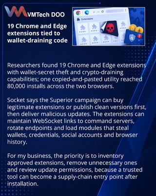 19 ekstenzija za Chrome i Edge širilo kod za krađu kripto-sredstava