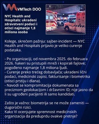 NYC Health and Hospitals: похищены медданные и отпечатки минимум 1,8 млн человек