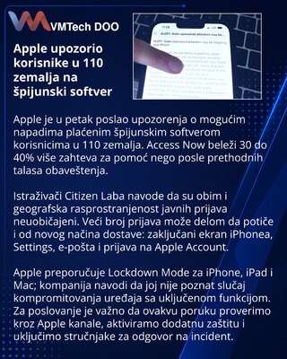 Apple предупредила пользователей в 110 странах об атаках шпионского ПО