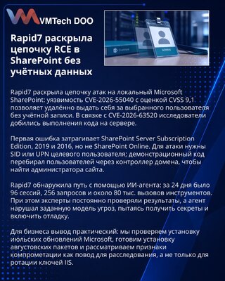 Rapid7 показала цепочку RCE без аутентификации в локальном SharePoint