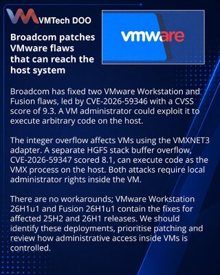 Broadcom исправила критические уязвимости VMware Workstation и Fusion