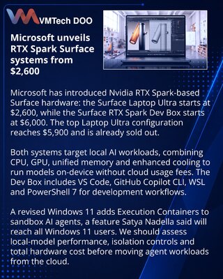 Microsoft otkrio Surface računare sa Nvidia RTX Spark čipom