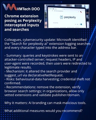 Chrome ekstenzija predstavljena kao Perplexity presretala je unose i pretrage