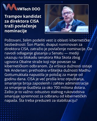 Trampov kandidat za direktora CISA traži povlačenje nominacije
