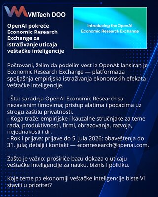 OpenAI pokreće Economic Research Exchange za istraživanje uticaja veštačke inteligencije