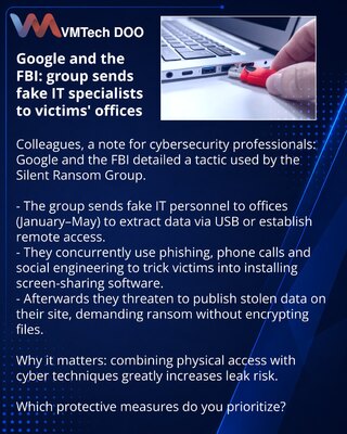 Google и ФБР: группировка отправляет фейковых IT‑специалистов в офисы жертв
