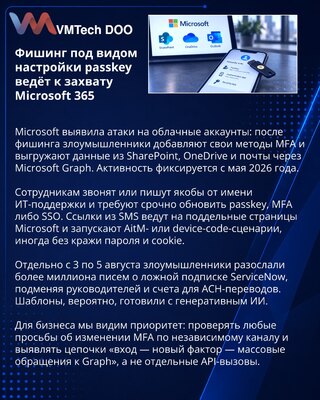 Microsoft предупредила о фишинге под настройку passkey и захвате облачных аккаунтов
