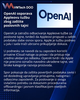 OpenAI challenges Apple trade-secrets lawsuit over security practices