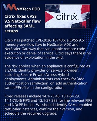 Citrix устранила критическую уязвимость RCE в NetScaler при SAML